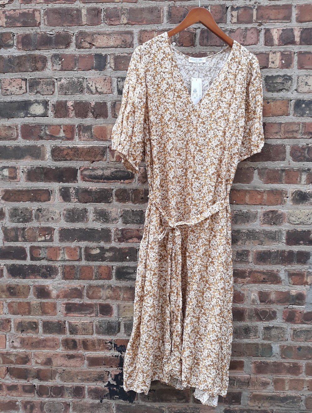 Primark Cares Nwt Mustard Yellow Floral V Neck Maxi Wrap Dress Size 2xl 18 20